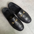 Gucci Horsebit Loafer Driving Shoes Black Gold 41 1 2 M Leather — view 2