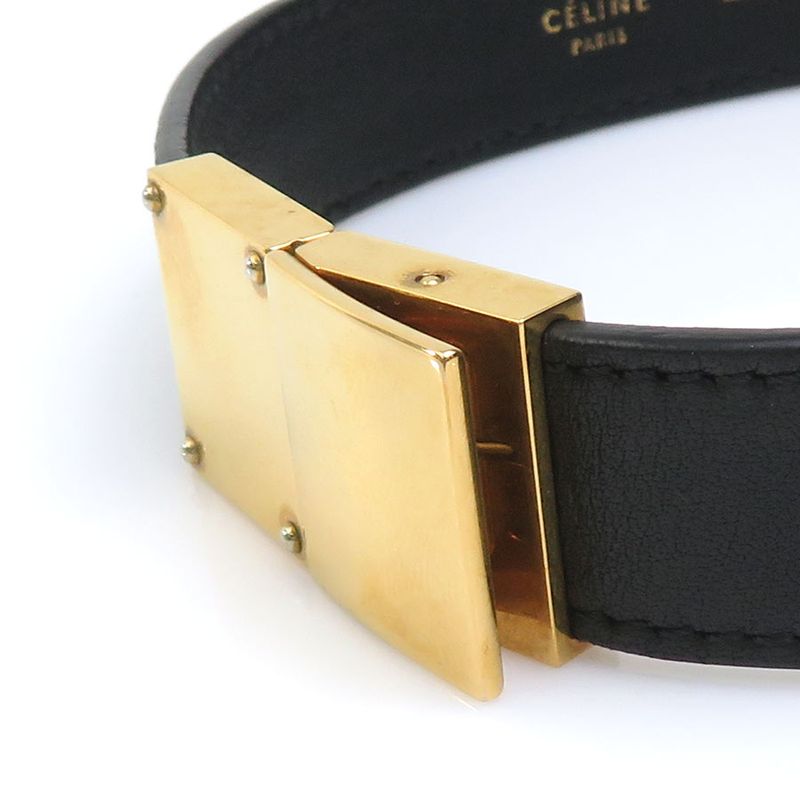 Celine Black Leather Gold-Tone Hardware Choker — view 7