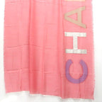Chanel Shawl Cashmere Silk 120 200 cm Pink Logo Coco Mark — view 2