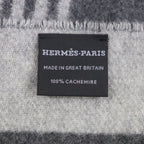 Hermes Sangre A Bucle 100% Cashmere Anthogracito Gris Cles Fringed Scarf — view 7