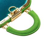 Dior Gusset Shoulder Bag 2-Way Blue Green Satin Canvas — view 6
