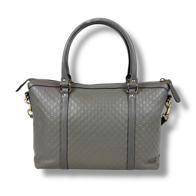 Gucci Micro Shimmer Leather Mini Tote Bag 2-Way Light Gray — view 3