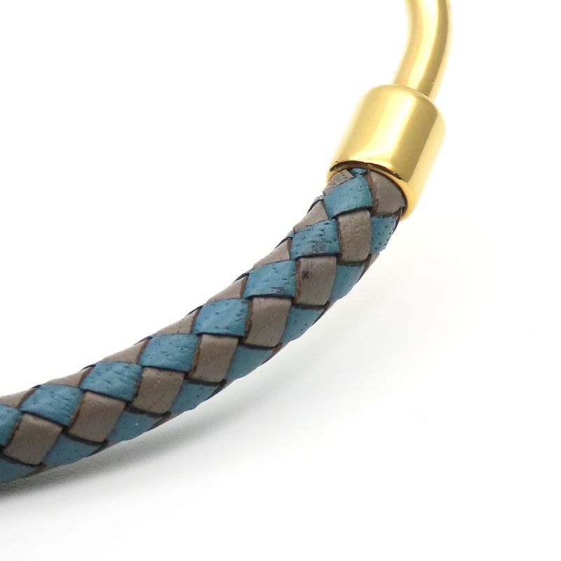 Hermes Bracelet Jumbo Breath Metal Leather Blue Gray Gold Hardware 2 Strands — view 6