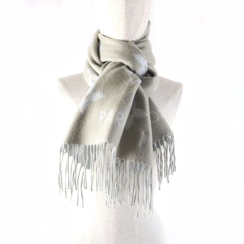 Louis Vuitton Echarpe Reykjavik 100% Cashmere Stole Grey Light Blue — view 6