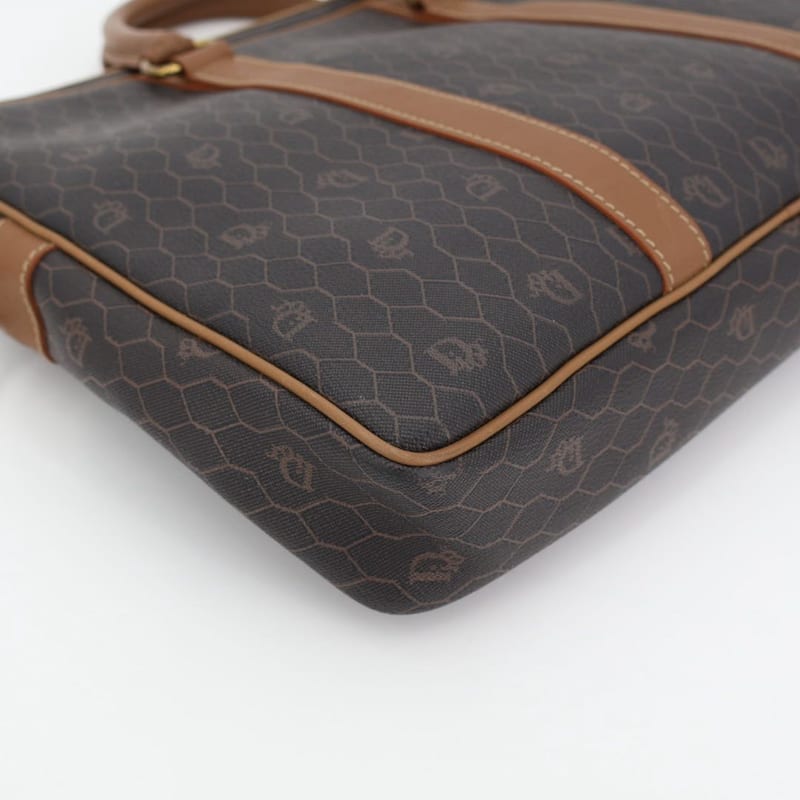 Christian Dior Honeycomb Brown Gold Hardware Business Bag — view 3