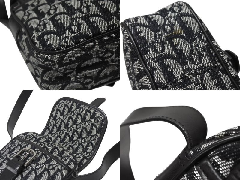 Dior Shoulder Bag Trotter Canvas Leather Black Galliano — view 8