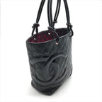 Chanel CC Logo Cambon Leather Patent Mini Hand Tote Black — view 3