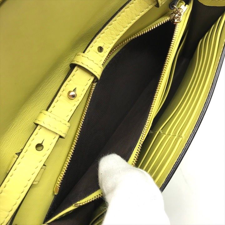 Gucci Interlocking 2-Way Shoulder Bag Wallet Lime Yellow Leather — view 9