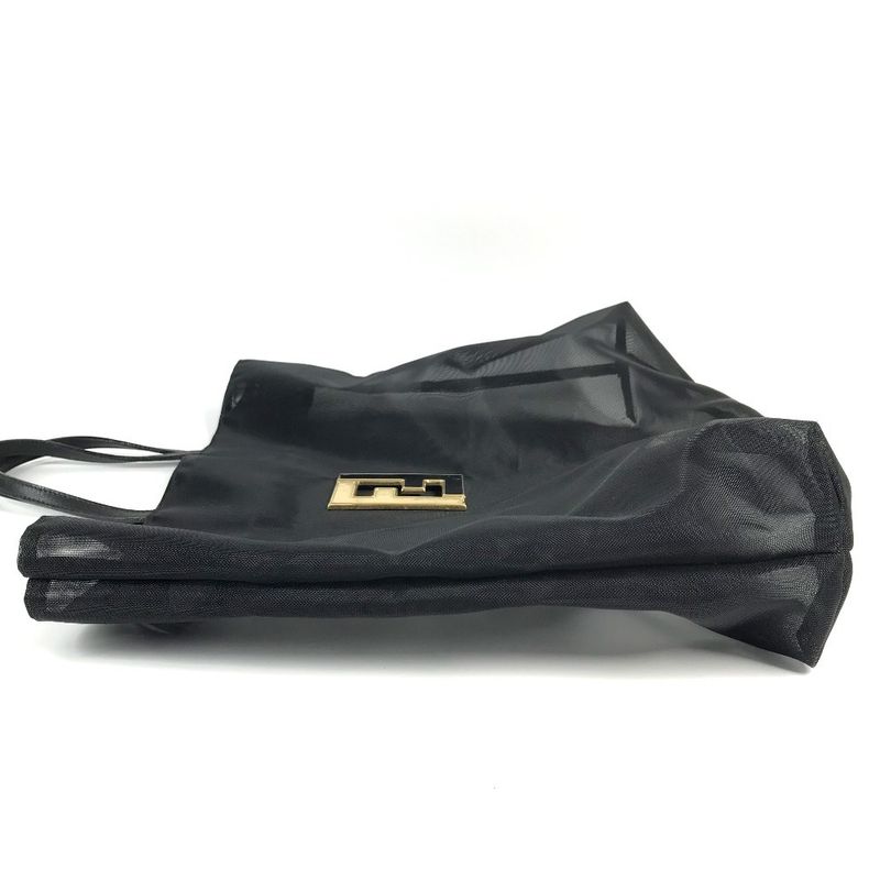 Fendi Handbag FF Logo Mesh Big Bag Nylon Black — view 3