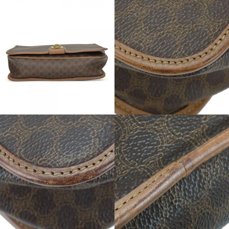 Celine Shoulder Bag Macadam Leather Brown Gold Hardware Crossbody — view 4
