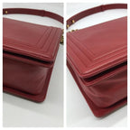 Chanel Leather Chain Shoulder Bag Red — view 4