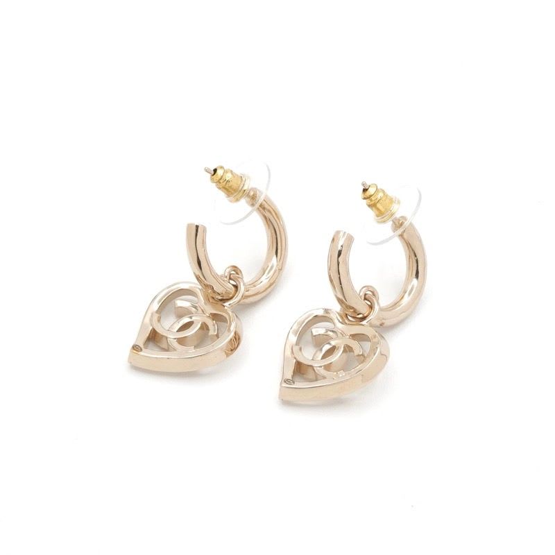 Chanel Earrings Gold Coco Mark Hoop Heart — view 4