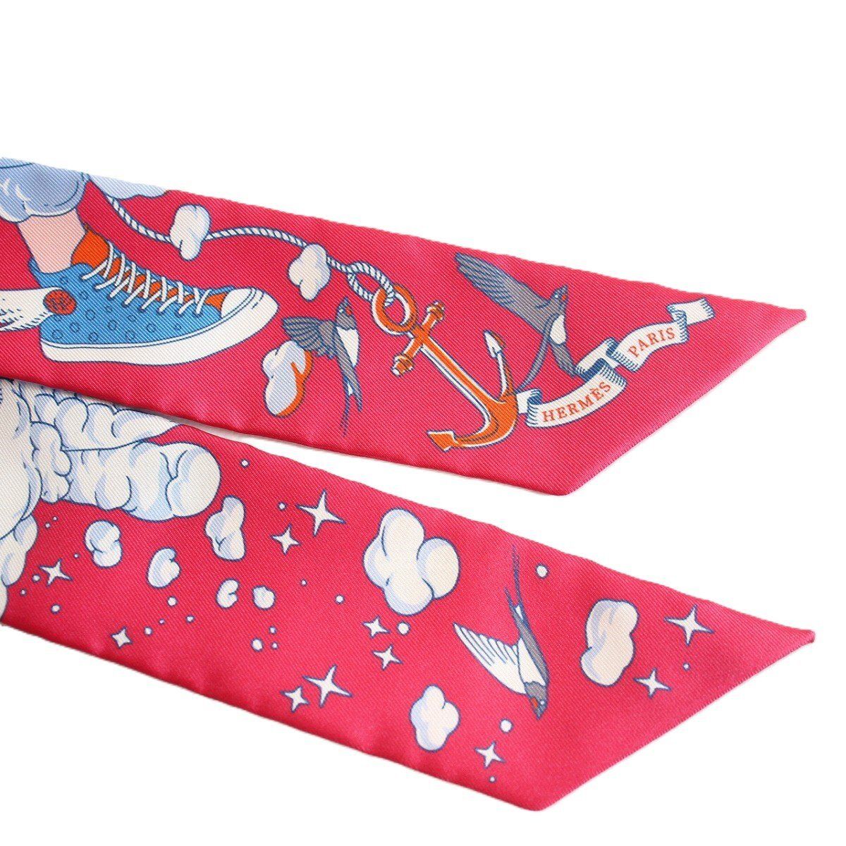 Hermes Tsuiri My Cloud Silk Red Scarf — view 4