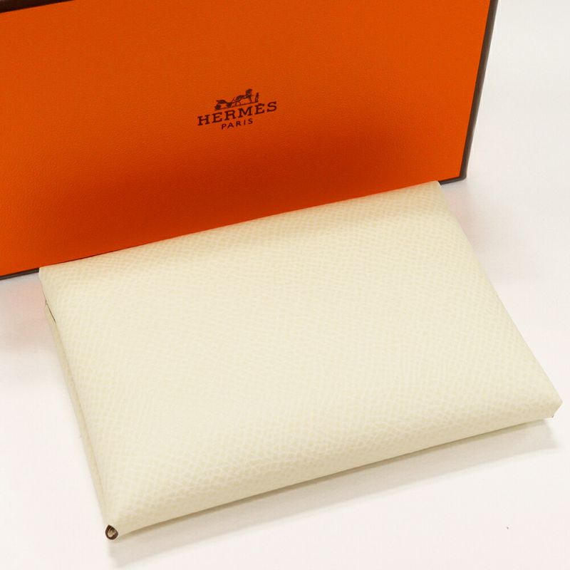 Hermes Coin Case Card Calvi Duo Epson Nata Silver Hardware — view 4