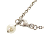 Chanel Coco Mark Metal Rhinestone Faux Pearl Silver Necklace 0470 — view 5