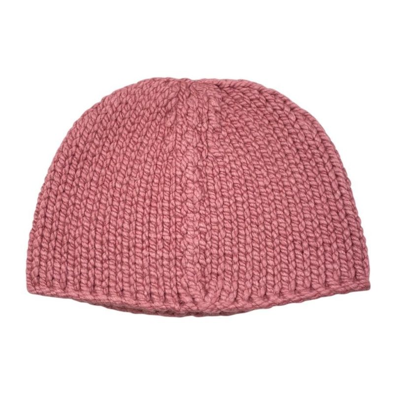 Hermes Hat Knit Joplin Beanie N Frme M Size Calfskin Button Rose — view 2