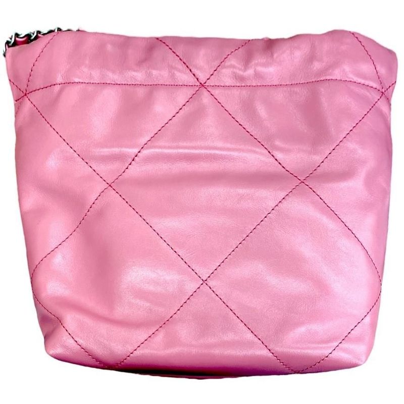 Chanel 22 Mini Shoulder Bag As3980 Shiny Calfskin Logo Chain Pink — view 2