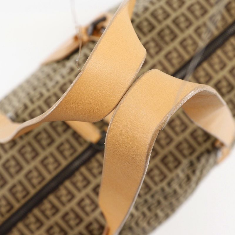 Fendi Zucchino 7 Vs014 Nylon Canvas and Leather Brown Boston Bag — view 5
