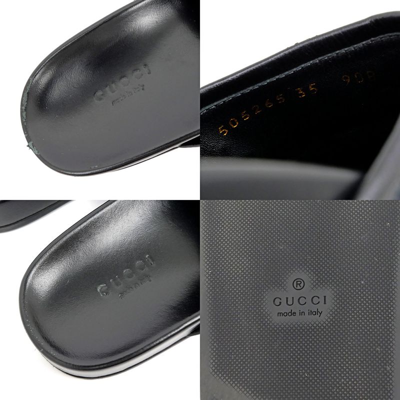 Gucci Sandals Horsebit Bi-bk Black Size 35 Embroidery — view 9