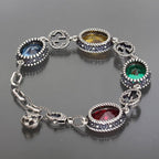 Gucci Multi-stone Bracelet Silver 925 Red Blue Yellow Green E1036 — view 3