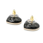 Chanel Earrings Gold Black Coco Mark Rhinestone Heart — view 4