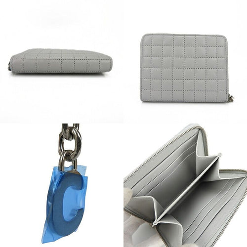 Celine 10 B663 bfl.08 gc Compact Zipped Wallet CC Charm Calfskin Light Grey Silverhar — view 2