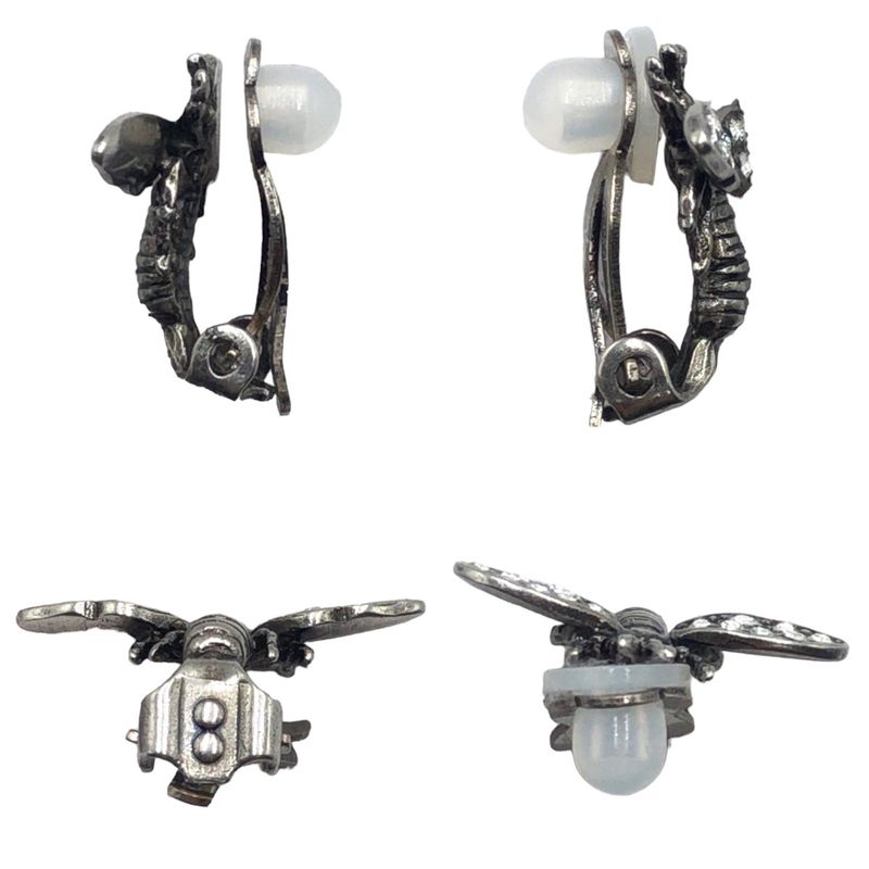 Dior J'A Bee Rhinestone Silver Metal Earrings — view 8