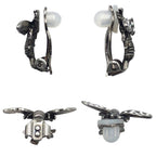 Dior J'A Bee Rhinestone Silver Metal Earrings — view 8