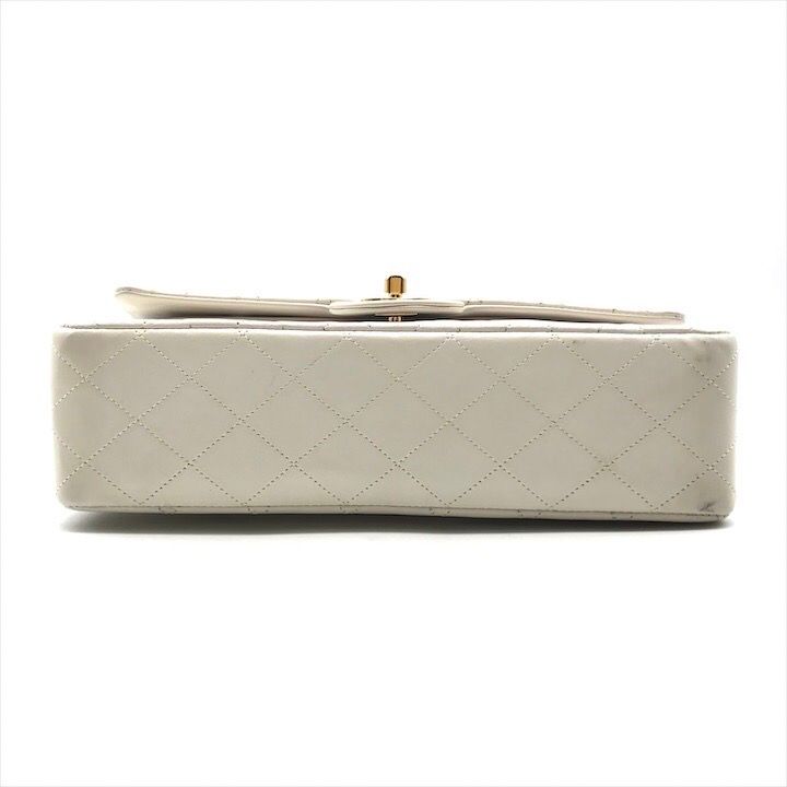 Chanel Lambskin Double Flap Chain Shoulder Bag White — view 3