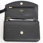 Chanel Chain Wallet Ap4653 Grained Shiny Calfskin Black Gold Hardware — view 5