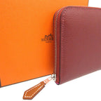 Hermes Azap Compact Silk Quin Stamped B Evercolor Rouge Ash Coin — view 3