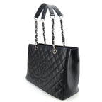 Chanel Tote Bag Grand Shopping GST Quilted Caviar Leather Black Silver Hardware Chain 14 Coco — view 2