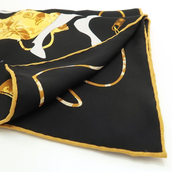Hermes Kelly En Caleche 70 Kelly's Carriage Black Yellow Silk — view 9