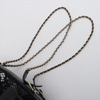 Chanel Quilted Lambskin Chain Backpack Mesh Black Gold Random Plate — view 6