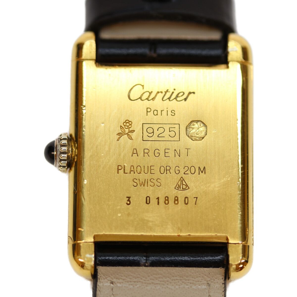 Cartier Watch Vintage Must Tank 76-81 Vermeil SM Roman Ivory Dial Manual Winding Leather — view 5