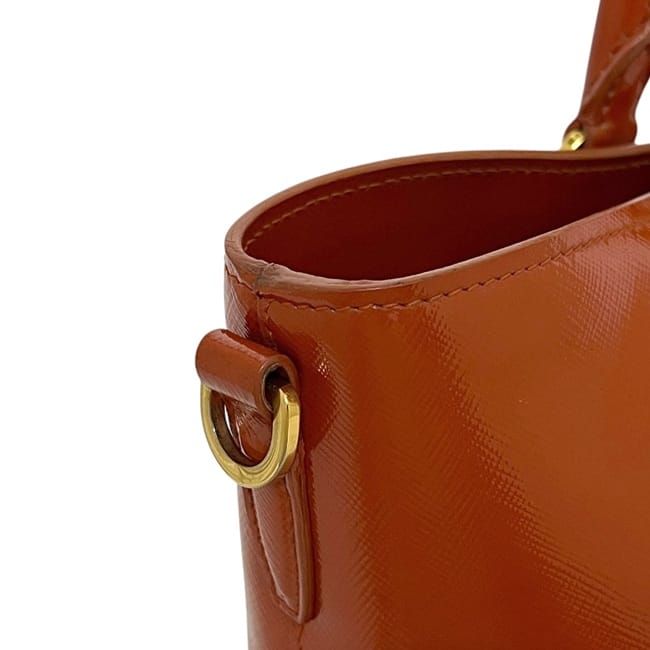 Prada 2 way Bag Orange Patent Leather 103 — view 8