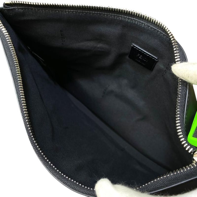 Fendi 7 N0078 Faith Clutch Bag Second Pochette Logo Leather Rubber — view 8