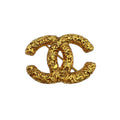 Chanel CC Logo Lava Gold Plated Brooch