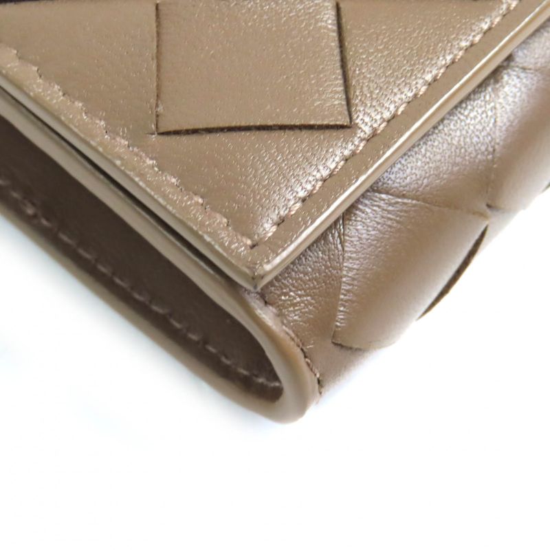 Bottega Veneta Intrecciato Flap Wallet Bifold Leather Long Brown Storage — view 5