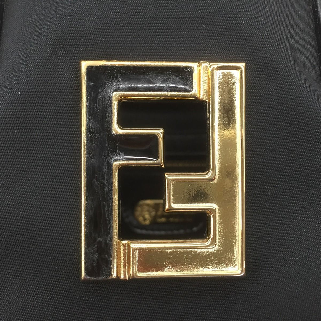Fendi FF Logo Hardware Nylon Leather Bag 15321 Black — view 3
