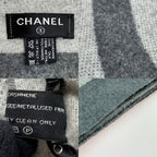 Chanel Coco Mark Large Gray Cashmere Silk Stole Shawl — view 7