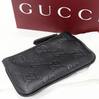 Gucci Coin Case Key GG Emblem Pouch Grain Leather Black — view 2