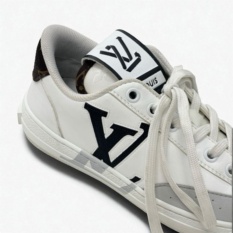 Louis Vuitton Charlie Line Monogram Sneakers Shoes Leather White Gray Black — view 9