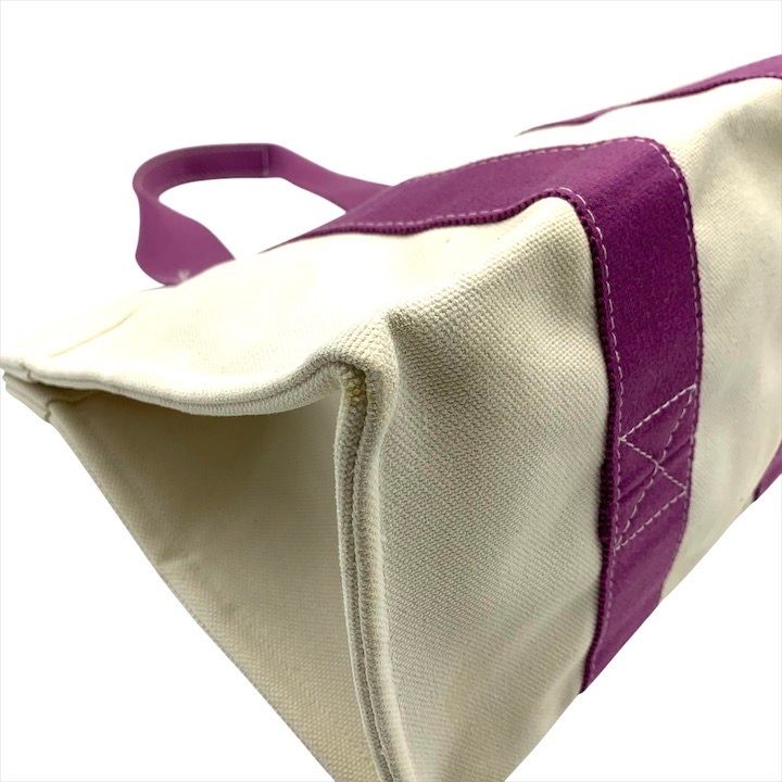 Hermes Bora Canvas Hand Tote White Purple — view 4