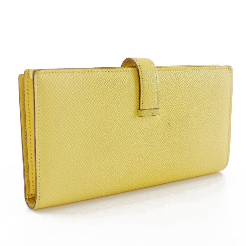Hermes Bearn Souffle Vaux Epson Yellow R Long Wallet — view 3
