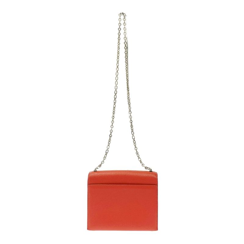 Hermes Leather Silver Hardware Velu Chain Mini Shoulder Bag Red Engraved — view 4