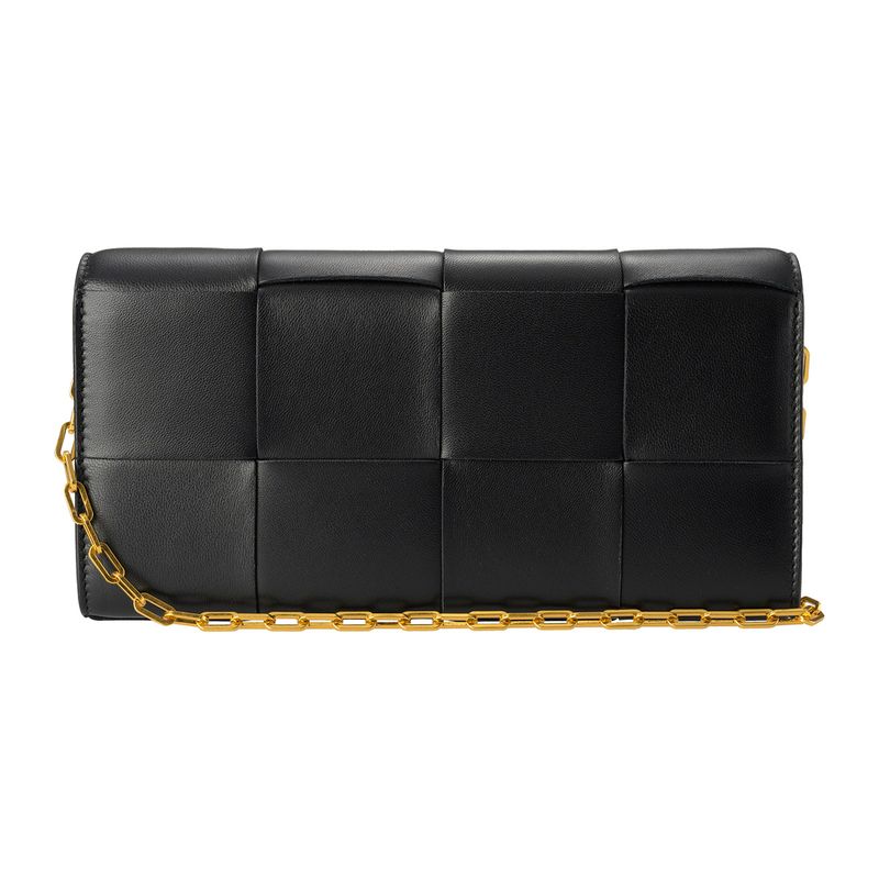 Bottega Veneta Long Wallet Leather Chain Nero — view 2