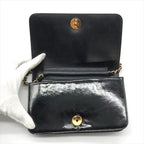Chanel CC Logo Patent Chain Shoulder Bag Black Push Lock — view 7