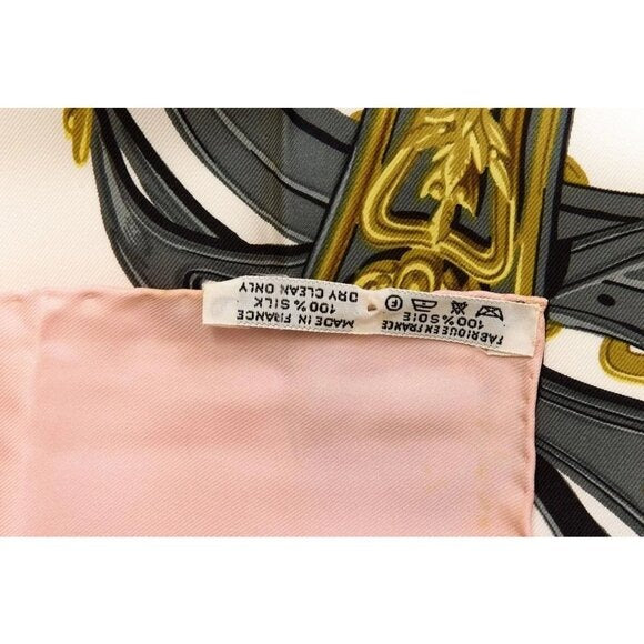 Hermes Silk Scarf Carre 90 Brides de GALA by Hugo Grygkar Pink White — view 7