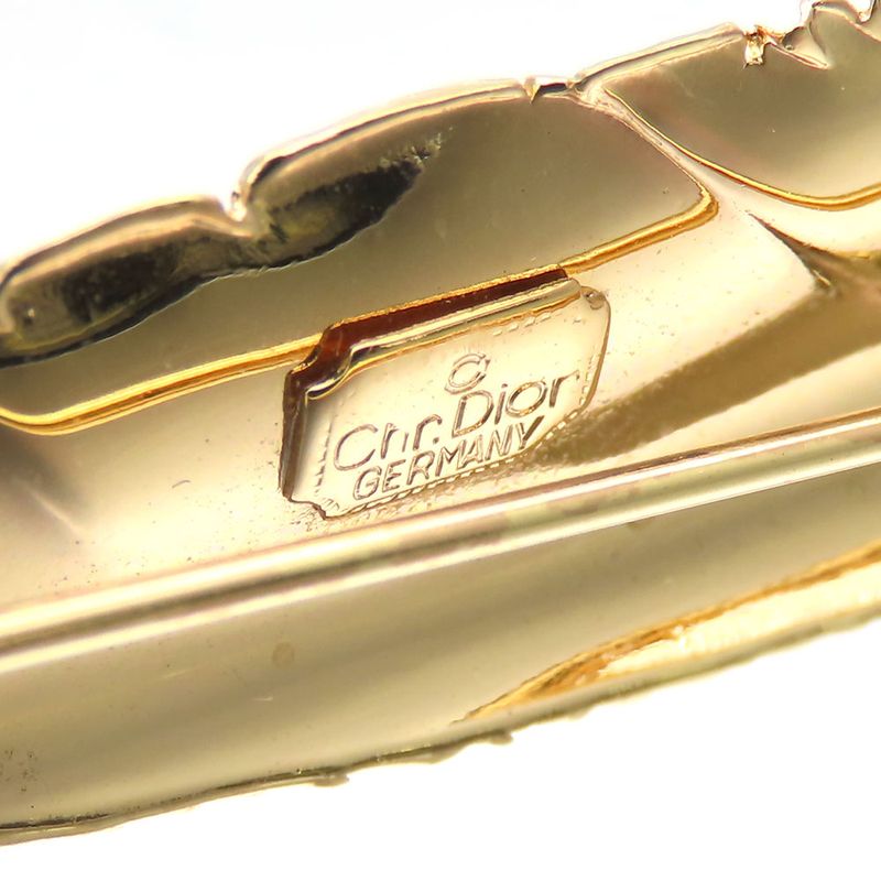 Christian Dior Brooch Metal Gold Feather Motif Plated Accessories — view 4